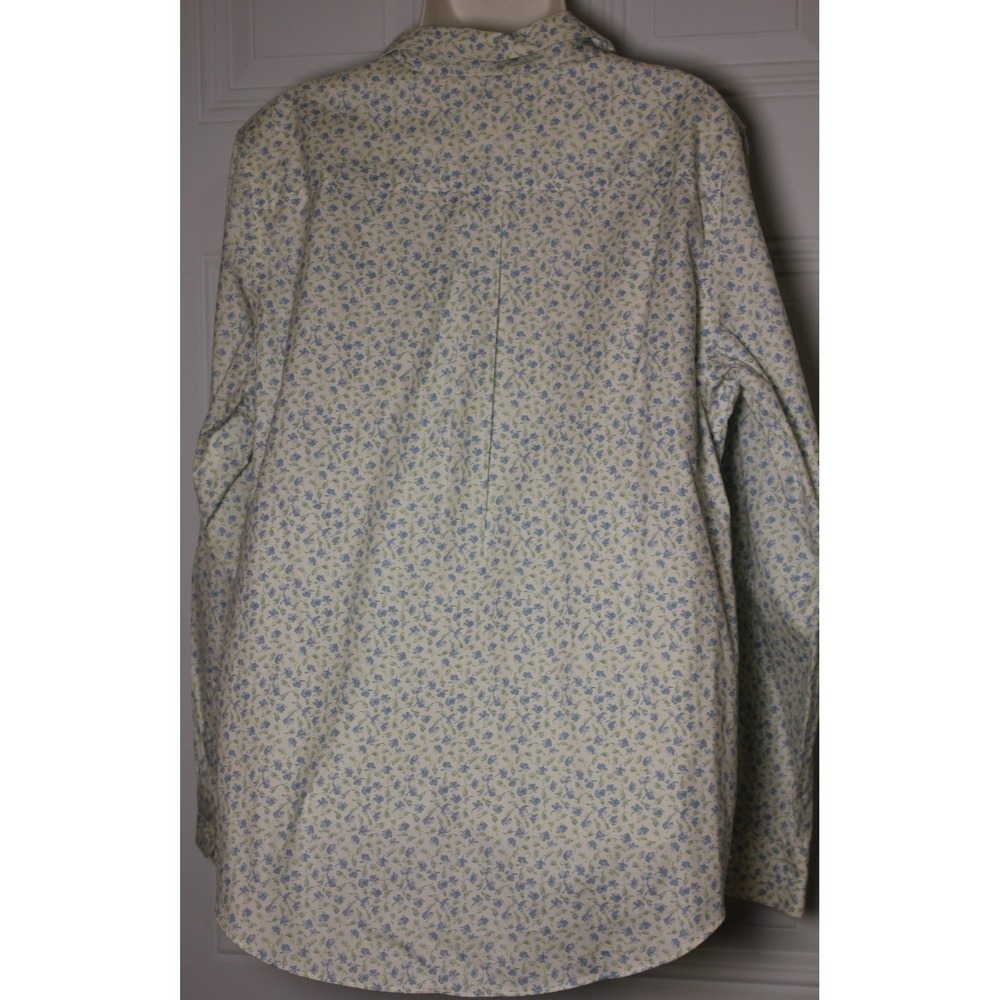 L.L. Bean Cotton Button Up Floral Shirt Top Wrinkle Resistant Office Twee Large - Picture 4 of 11